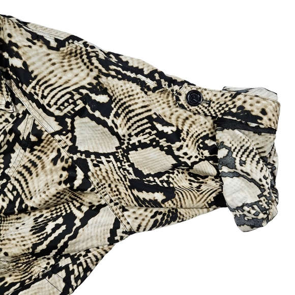 Ellen Tracy Anima Print Lightweight Jacket Sz L Roll-Tab Sleeve Cinch Waist Coat - Picture 11 of 15